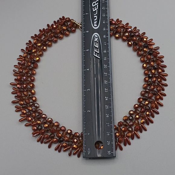 Vintage Beaded Necklace with Sterling Rose Toggle Colsure - Picture 5 of 7